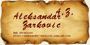 Aleksandar Žarković vizit kartica